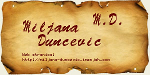 Miljana Dunčević vizit kartica